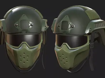 Helmet mask millitary combat soldier armor scifi  Low-poly 3D model