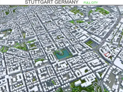 Stuttgart City Germany Low-poly 3D model