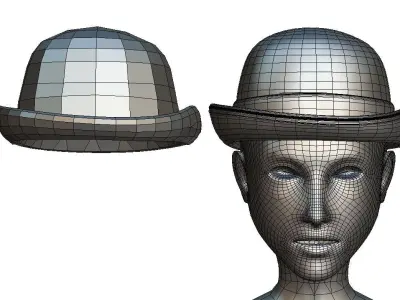 Cartoon High Poly Subdivision Black Bowler Low-poly 3D model