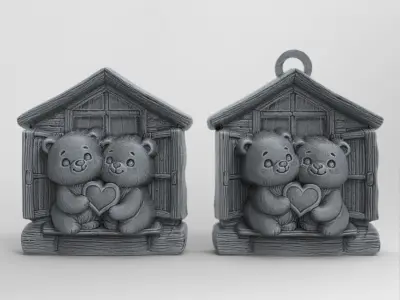 valentines teddy bear window decor  3D print model