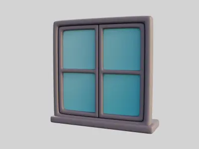 Cartoon Window 6a Low-poly 3D model