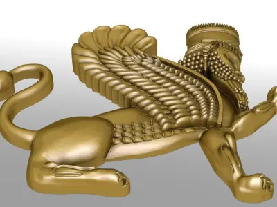 Flat Assyrian door guard new metha 3D print model