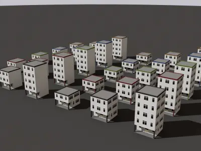 Cartoon Building Low Poly Building I 30 Variant Low-poly 3D model
