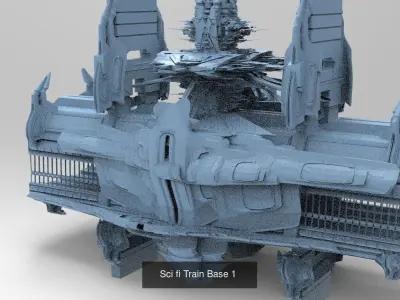 Train sci fi track collection 1 3D Model Pack