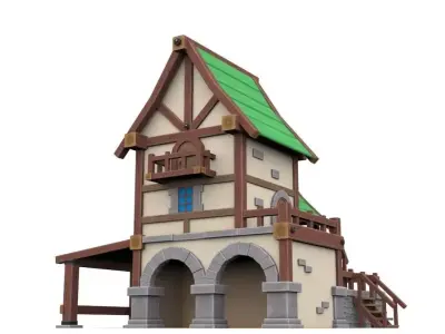cartoon house Low-poly 3D model 10