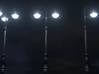 Street Light Low-poly 3D model 9