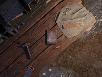 Old Workbench Game Ready Low-poly 3D model