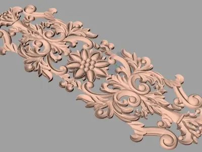 European style flower 3D relief STL Model for cnc engraving E081 3D model