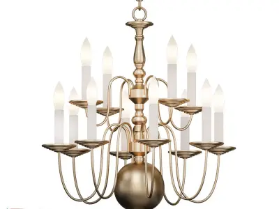 Dutch Style Brass Six Light Chandelier 3D model