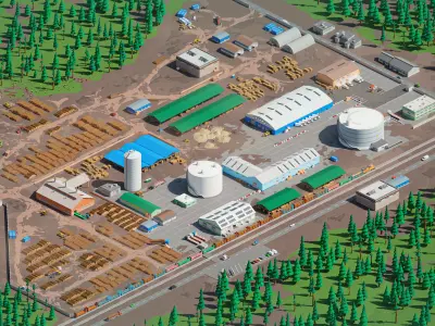 Wood Industry Low-poly 3D model