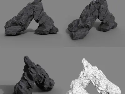 Low Poly Black Rock Formation 221219 - Ultra HD 16K Texture Low-poly 3D model