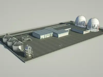 Factory industrial building 3D model 3D model