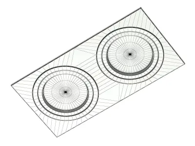 Double Halogen Light 3D Model 3D model