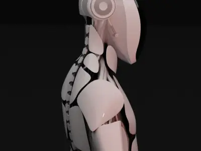 Futuristic robot - Game ready - Riged Low-poly 3D model
