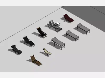 Sunbeds - Pack of revit families 3D model
