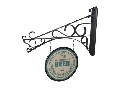 Vintage Hanging Beer Sign 3D model