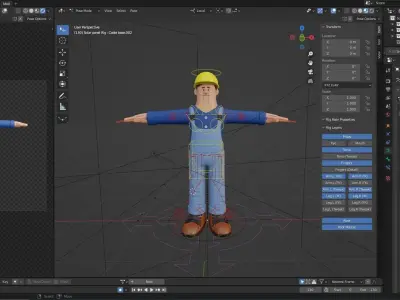 Cartoon Worker Man Rigged - Solar Power Installer Pack 3D model