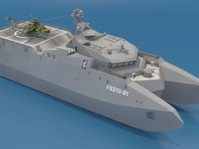  Iranian Corvette Shahid Soleimani with Combat Helicopter 