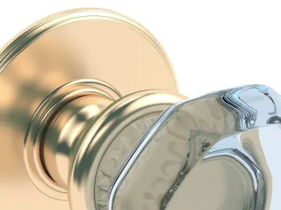 Glass Octagonal Mortice Door Knob 3D model