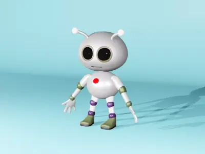 Cute Robot Cartoon Character 3D model
