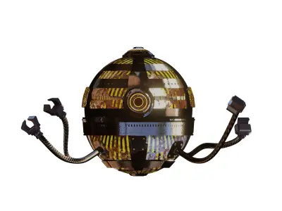 Robot PBR Model futuristic egg with wires hanging from it 3D model