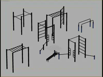 Outdoor Calisthenics Workout Stations Set 3D model