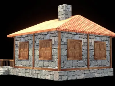 medieval house low poly village town residential game ready 39 Low-poly 3D model
