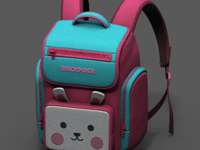 Backpack Camping toy Color baggage bag  Low-poly 3D model