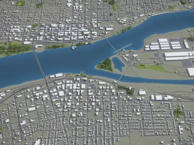 Moline - 3D City Model Low-poly 3D model