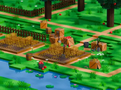 Pixel Farm - Modular Asset Pack Low-poly 3D model