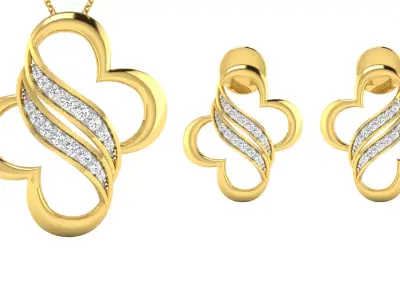 Pendant Earring Set 3dm STL OBJ FBX Render Details 3D print model