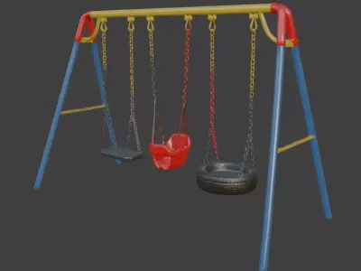 Colorful Playground Swing Set 3D model