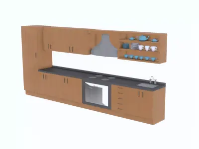 Light wood kitchen 3D model