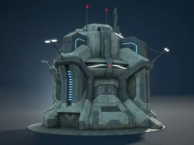 Sci-Fi Buidling Game Low-Poly Low-poly 3D model