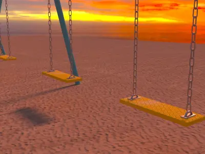 japanese playdround equipment  slide swing Low-poly 3D model