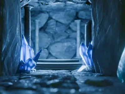 Rune Cave Low Poly Model EEVEE Free low-poly 3D model