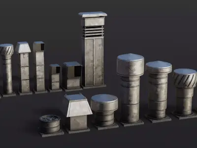Roof Vent Props Pack - Optimized Game Ready 3D Models Low-poly 3D model