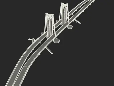 Pont Flaubert low poly Low-poly 3D model
