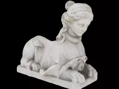 Sphynx marble statue of woman on horse 3D model