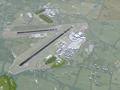 Blue Grass Airport Lexington 10km Low-poly 3D model