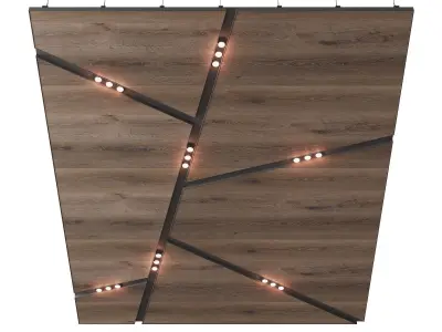 Wooden suspended ceiling with lighting 39 3D model