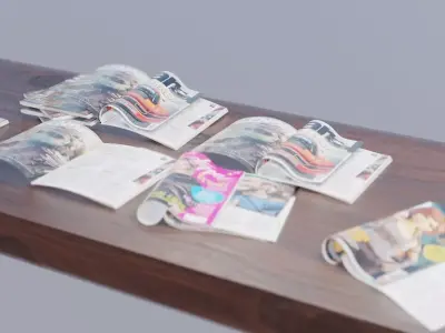 realistic collection of magazines Low-poly 3D model