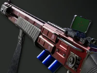 RA2539 Sci-Fi Double Barreled Shotgun Low-poly 3D model