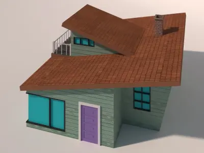 Low poly Cartoon House Low-poly 3D model 2