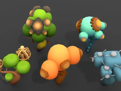 Biomechanical World - Trees Low-poly 3D model