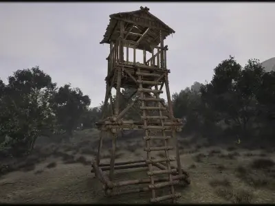 Wooden Watchtower A Low-poly 3D model