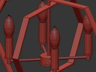 Damaris Light Gold Hexagon Chandelier 3D model