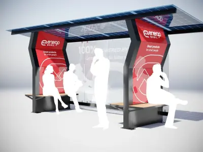 Solar Battery Bus Stop 3D model