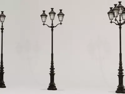 paris courcelles street light for carlier hotel  3d models Low-poly 3D model