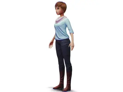 Young Woman - Smart Casual Clothes - Chic Street Style Outfit Low-poly 3D model